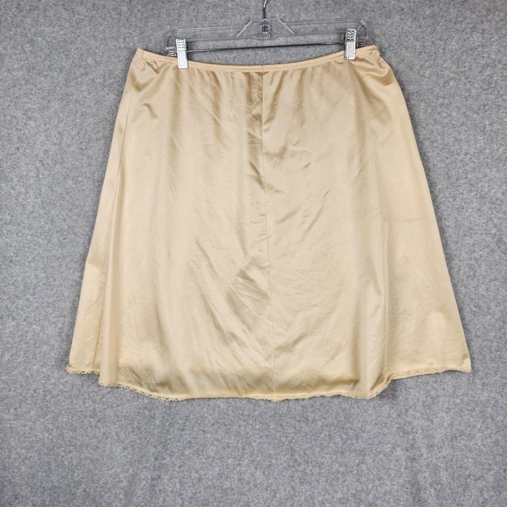 Vanity Fair Half Slip Womens Large Beige Nylon Skirt Lace Hem 23" Made in USA